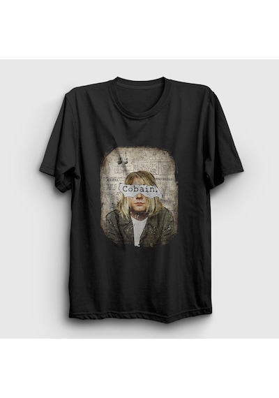 Presmono Unisex Paper Nirvana Kurt Cobain T-shirt Siyah
