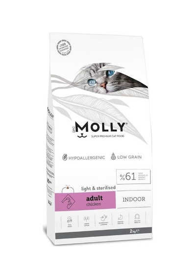 Molly Düşük Tahıllı Hypoallergenic Tavuklu Light Kısırlaştırılmış Yetişkin Kedi Maması 2 Kg
