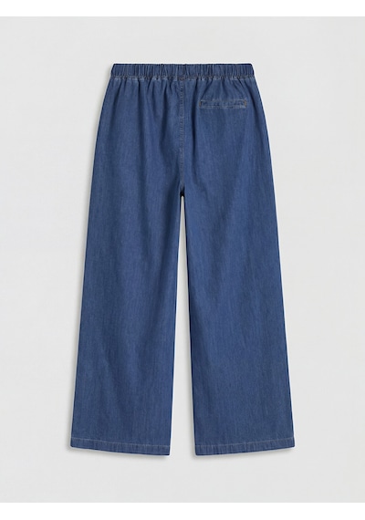 Lcw Modest İndigo Beli Lastikli Wideleg Kadın Jean Pantolon