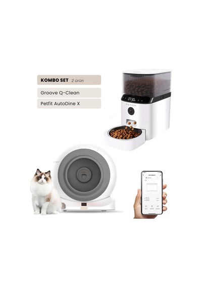 Groove Q-clean Wi-fi Akıllı Otomatik Kedi Tuvaleti Gri + Petfit Autodine X 5l Wi-fi Kameralı Akıllı Otomatik Mama Kabı Besleme Ünitesi Bundle Groove Q-clean Wi-fi Akıllı Otomatik Kedi Tuvaleti Gri + Petfit Autodine X 5l Wi-fi Kameralı Akıllı Otomatik Mama Kabı Besleme Ünitesi Bundle
