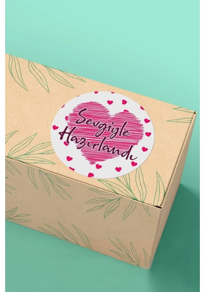 Sevgiyle Hazırlandı Kargo Paketleme Sticker 3x3cm St2145 Çok Renkli