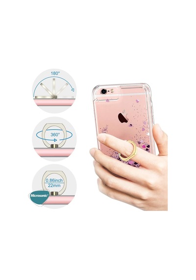 Xiaomi Redmi Note 11s İçin Kılıf Glitter Liquid Holder Mor Redmi Note 11s İle Uyumlu Kılıf - Mor