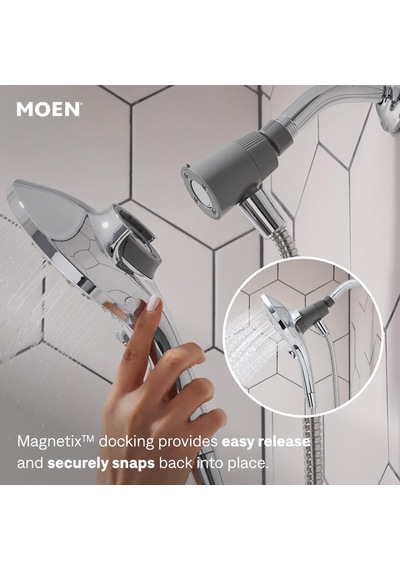 Moen 26112 Engage Magnetix Altı İşlevli 5,5 İnç Manyetik Yerleştirme Sistemli El Duş Başlığı, Krom, 1 Adet