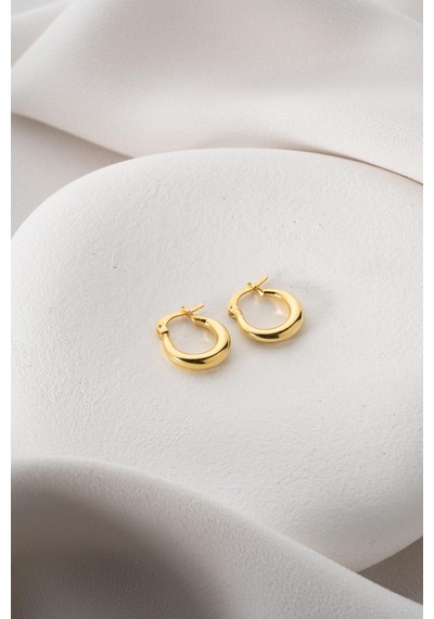 925 Ayar Gümüş Gold Rengi 15 Mm Halka Şarnel Küpe Gold