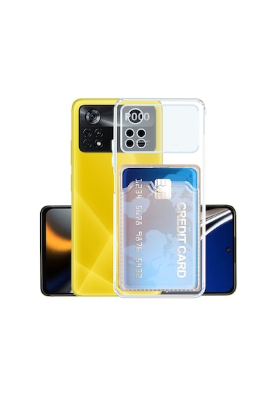 Kvy Xiaomi Poco M4 Pro Kamera Korumalı Kartlıklı Setra Şeffaf Silikon Kılıf