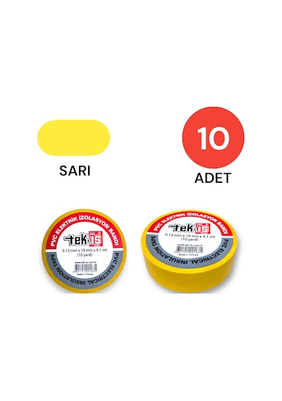 Tek-iş Izole Bant Elektrik Bandı Sarı 10 Adet