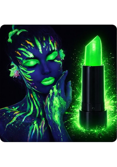 Uv Neon Yeşil Ruj Karanlıkta Parlayan Makyaj Boyası 1174766