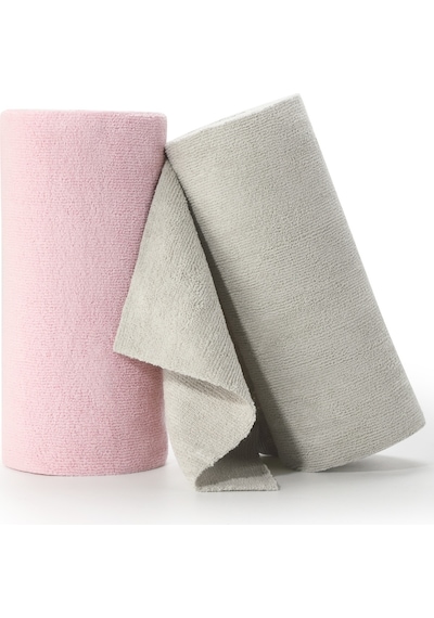 Çok Amaçlı Rulo Mikrofiber Temizlik Bezi 30x30 40 Yapraklı Pembe - Açık Gri 2x20 Li Paket Pembe - Gri