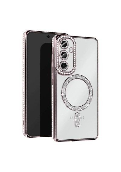 Samsung Uyumlu  Galaxy S25 Kılıf Joke Simli Magneticsafe Kılıf - Gümüş