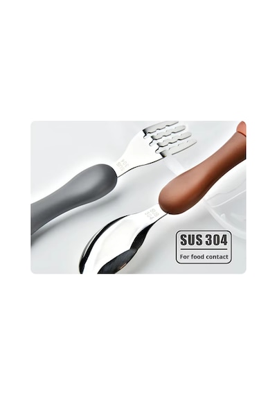 Kahverenk Ayı Figürlü Premium Çocuk Bpa Free Paslanmaz Çelik Uçlu Çatal-kaşık Set 24+ Ay