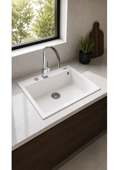 Forsquare Tek Göz Granit Evye Beyaz 79x50 115230004