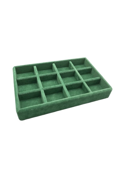 Yerli Üretim Küçük Boy Süet Kumaş Yeşil Renk 12 Bölmeli Stand