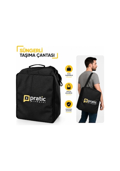Pratic Prompter %100 Yerli Üretim & Yazılım Çanta + Kumanda + Telefon Tutucu 34cmx24.5cmx17cm