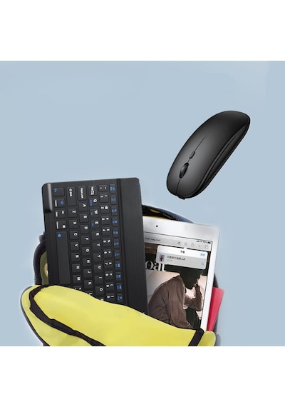 Şık Tasarımlı Bluetooth Kablosuz Klavye Ve Mouse Seti Android, İos Ve Windows Uyumlu Şarj Edilebilir, Taşınabilir Ve Sessiz Tuşlu Set Beyaz Diğer