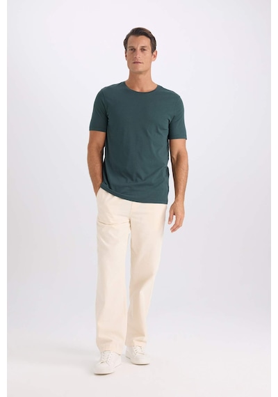 DeFacto Slim Fit Dar Kesim Bisiklet Yaka Modal Karışımlı Pamuklu Basic Düz Kısa Kollu Tişört M6606AZ25SPGN536