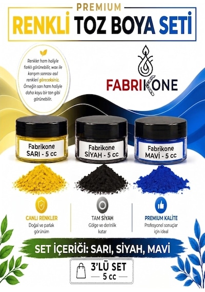 3'lü Set Premium Parafin Soya Wax Toz Mum Boyası Hobi Seti - 5 Cc Sarı, Siyah, Mavi Bkfab3srsm5g Karışık