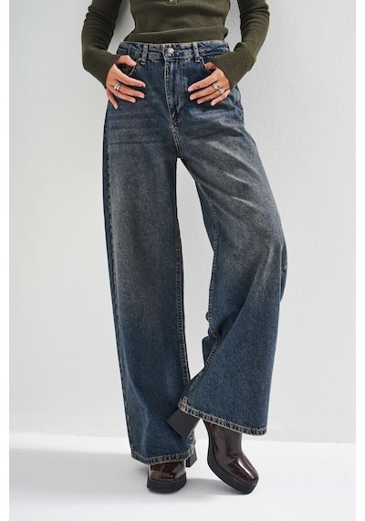 Itsbasic Kadın T.kot Rengi 2w5-8 Palazzo Baggy Fit %100 Koton İç Boy 83cm Denim Jean