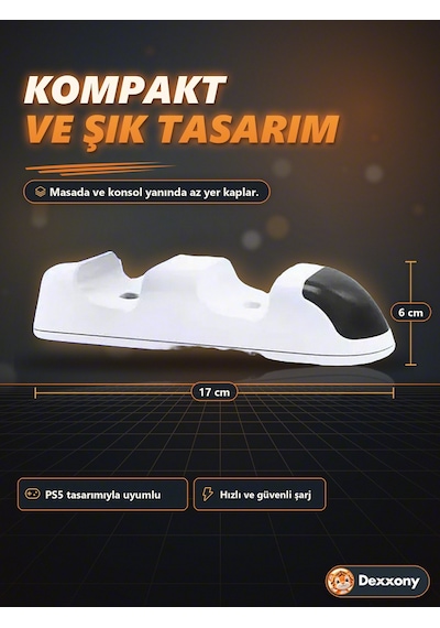 Ps5 Kol Şarj İstasyonu Dualsense Çift Kol Şarj Standı Led Göstergeli Type-c Ps5 Slim Pro Uyumlu