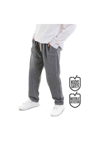 Erkek Çocuk Çizgili Gri Beli Lastikli Pantolon 4-10 Yaş