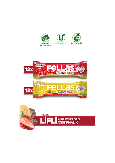 Fellas Mini Kids Meyve Bar Muzlu 12 x 28 G + Çilekli 12 x 28 G