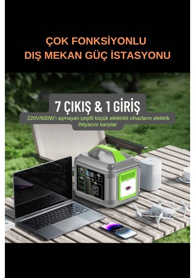 128.000 Mah 600 Watt Güç İstasyonu Ve 100 Watt 18 Volt 5.5 Amper Güneş Paneli Tam Uyumlu İkili Set