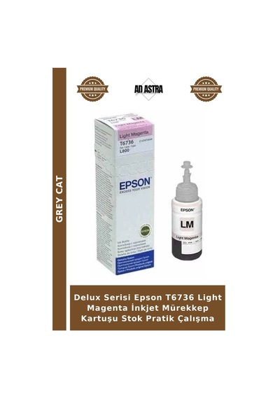 Delux Serisi Epson T6736 Light Magenta İnkjet Mürekkep Kartuşu Stok Pratik Çalışma