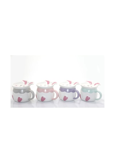 5 Adet Porselen Kupa Bardak Tavşan Tasarımlı Desenli Mug Cup, Kahve Ve Çay İçin, 10x13 Cm 1