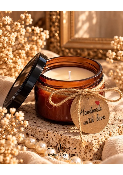 Amber Élegance Amber Kokulu %100 Soya Wax Mum Aromaterapi-200cc Kahverengi