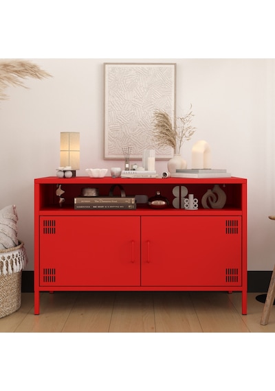 Pera Tv Ünitesi, Tv Dolabı,2 Kapaklı, Açık Raflı 100,50 X 40 X 64,50 Cm Ral 3020 Kırmızı Pera Tv Ünitesi, Tv Dolabı,2 Kapaklı, Açık Raflı 100,50 X 40 X 64,50 Cm Ral 3020 Kırmızı
