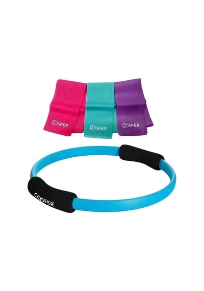 Pilates Çemberi Ve Pilates Band Seti, 3 Direnç Seviyesi, Renkli Genel