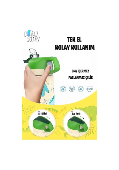 Vagonlife Çocuk 350 Ml Pipetli Çelik Matara Paslanmaz Çelik Termos 5 Farklı Renk 2055-350ml 001