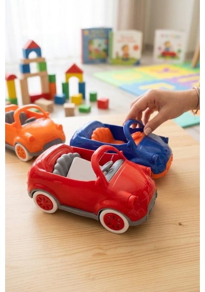 4'lü Mini Elle İttirmeli Renkli Yerli Üretim Eğitici Ve Eğlenceli Oyuncak Araba Seti Çok Renkli