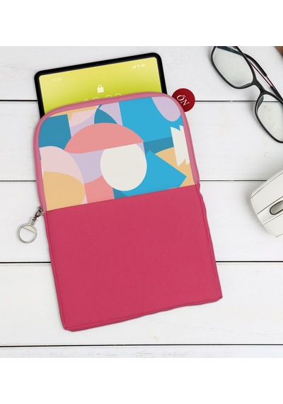 Bk Gift Modern Art Tasarımlı Taşınabilir Koruyucu Tablet Kılıfı & Organizer Çanta - Pembe-1