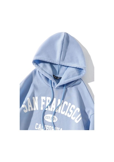 Uyguntarz San Francisco Baskılı Oversize Sweatshirt Bebe Mavisi