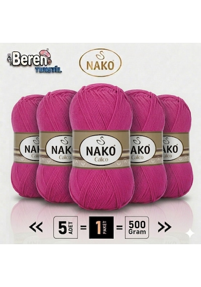 Calico- 04569 Fuşya- 5'li Paket - 100gr/240m - El Örgü İpi - Amigurimi-hırka- Kazak- Şal-bebek İpi