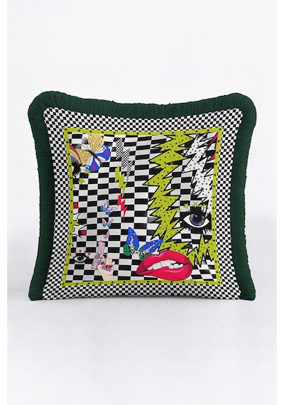 Pop Art Saçaklı Yastık Kılıfı - Çarpıcı Enerjik Geometrik Bohem Siyah Yeşil Püsküllü Kırlent Kılıfı Orman Petrol Mavisi Pop Art Saçaklı Yastık Kılıfı - Çarpıcı Enerjik Geometrik Bohem Siyah Yeşil Püsküllü Kırlent Kılıfı Orman Petrol Mavisi