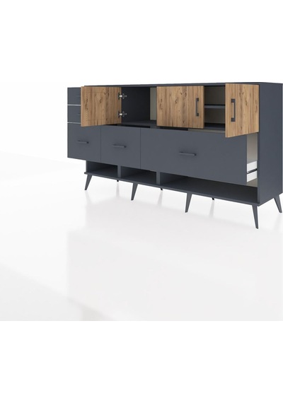 Hyperion Konsol 3 Raflı 5 Çekmeceli 3 Kapaklı 176x44x99 Antrasit- Antrasit-çam/antrasit Hyperion Konsol 3 Raflı 5 Çekmeceli 3 Kapaklı 176x44x99 Antrasit- Antrasit-çam/antrasit