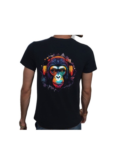 Splash Animal T-shirt %100 Pamuklu Siyah Penye Basic Erkek Tişört Siyah