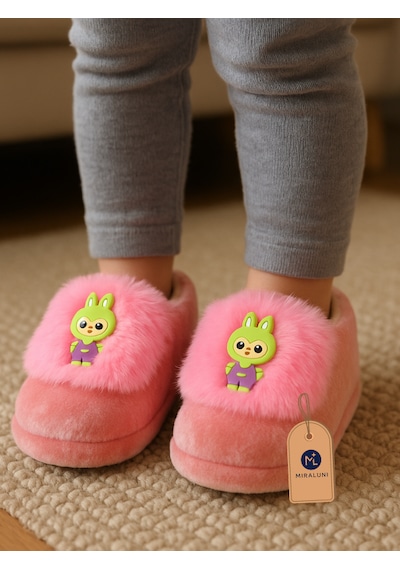Miraluni Peluş Bebek Panduf Ve Ev Botu Yumuşak Tabanlı, Sıcak Tutarlı, Kaymaz Ev İçi Kışlık Patik Pudra Pembe
