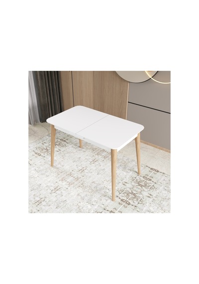 Kadita Yemek Masası, 70x114 Açılır Yemek Masası, Beyaz Yemek Masası