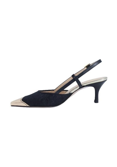 Poletto Hakiki Deri /tekstil Sıyah-altın Ayakkabı Stiletto 9841 59-2509 Siyah