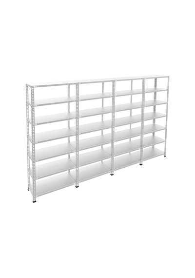 Raf Burada  7 Katlı 4'lü Galvaniz Çelik Raf - Depo, Arşiv, Kiler, Dosya, Market Rafı-43x60 cm-100 cm-0.70 mm