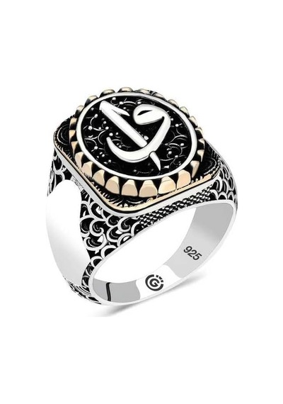T6493 Gümüş Elif Vav Oval Erkek Yüzük 30