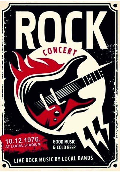 Rock Concert Gitar Temalı Ahşap Mdf Tablo Duvar Dekoru Eskitme Dekoratif Tablo