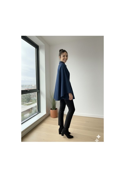 Unika Boutique Kadın Yeni Sezon Kemerli Panço Lacivert