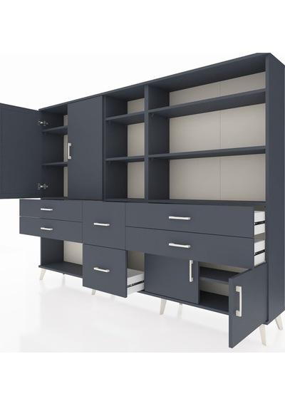 Arges Dolap 10 Raflı 6 Çekmeceli 4 Kapaklı 220x30x163 Antrasit-antrasit Antrasit - Antrasit Arges Dolap 10 Raflı 6 Çekmeceli 4 Kapaklı 220x30x163 Antrasit-antrasit Antrasit - Antrasit