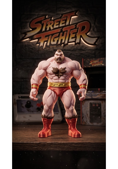 Street Fighter Zangief Figür - Özel Tasarım 3d Güreşçi Oyuncak Heykel Biblo Oyun Odası Dekoru