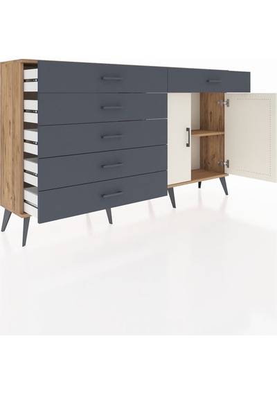 Arges Konsol Tek Raflı 6 Çekmeceli 2 Kapaklı 176x30x99 Çam-aytaşı Çam-aytaşı/antrasit Arges Konsol Tek Raflı 6 Çekmeceli 2 Kapaklı 176x30x99 Çam-aytaşı Çam-aytaşı/antrasit