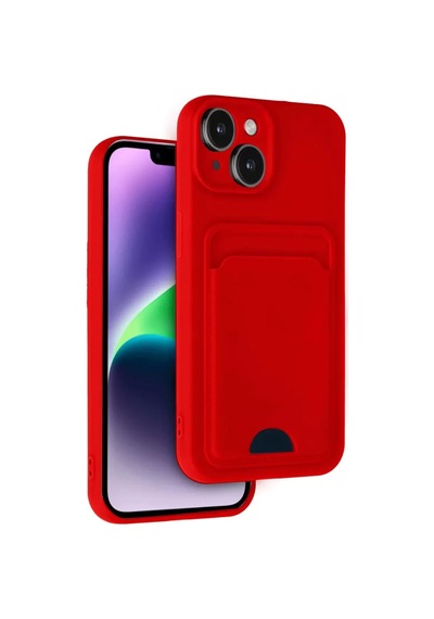 Newface Apple İphone 14 Kılıf Kelvin Kartvizitli Silikon - Kırmızı