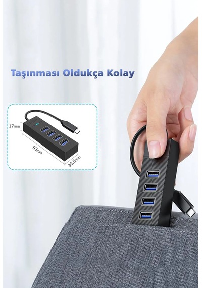 Portatif 4 Girişli Usb Çoklayıcı Usb Hub 3,0 Laptop Uyumlu